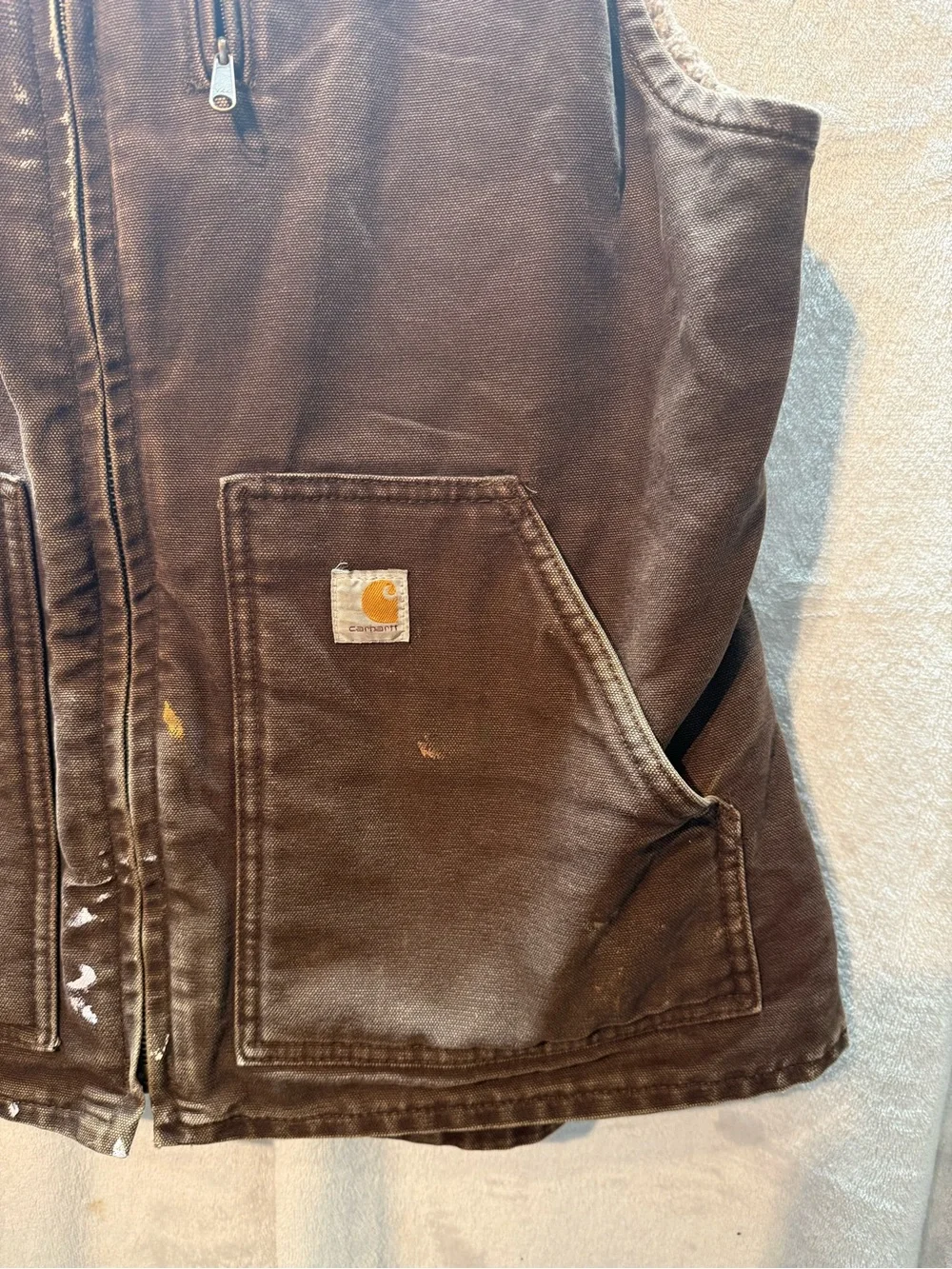 Carhartt Brown Canvas Sherpa Lined Vest